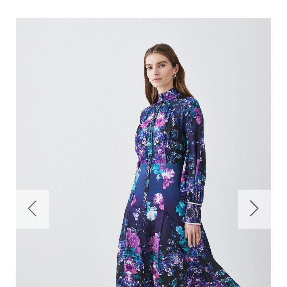 Floral Blue and Purple Women's Dress, Worn twice, Excellent Condition, Karen Mil